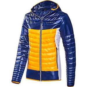 Black Crevice Isolatiejas voor dames, ademende outdoorjas, hoogwaardige functionele damesjas van 100% polyester en warmte-isolerende wattering, water- en winddicht, blauw/goud, 36