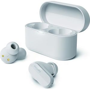 Philips TAT3508WT/00 True Wireless Hoofdtelefoon | Natuurlijk Geluid Siliconen Oordopjes | Ruisonderdrukking | Tot 21 Uur Speeltijd | Bluetooth | Microfoon | USB-C-kabel | IPX4 Waterbestendig | Wit