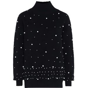 faina Damestrui met paillettenversiering, elegante pullover acryl zwart maat XL/XXL, zwart, XL