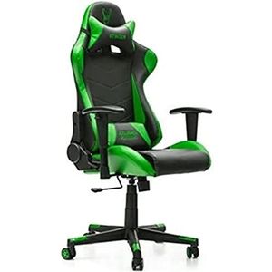Woxter Stinger Station Green Gaming-stoel, stalen as, gasheffing, klasse 4, ergonomisch, 2D-armleuning, oud/incl verstelbaar, schuimversterking, racing, lenden- / cervicaal kussen
