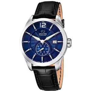 Jaguar Watches herenhorloge XL analoog kwarts leer J663/2, zwart/blauw, armband
