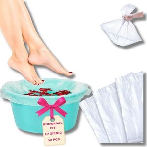 LALILL 50 stk. wegwerp voetzakken - zakken voor pedicure spa podologie - badkuip, voetbad - plastic voetenbak - wastafel voeten zak