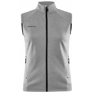 Craft ADV UNIFY VEST | damesvest XS | grijs melange | licht vest voor dames van gerecycled polyester | loopvest voor dames | met kraag | 2 zakken | damesvest zomer licht, gemengd grijs, XS