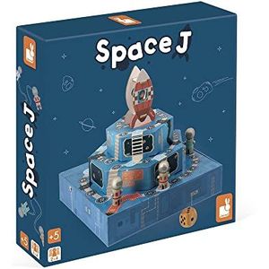 Janod - Space J J02474 gezelschapsspel voor kinderen, thema Espace, bordspel 3D-hout en karton, 2 tot 4 spelers, FSC-gecertificeerd, vanaf 5 jaar, J02474