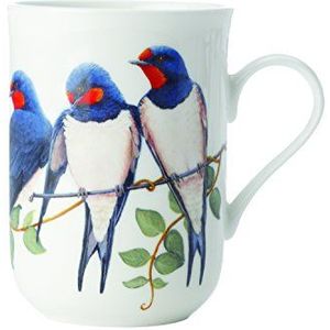 Maxwell & Williams Birds of the World Schwalbe, geschenkdoos, porselein, PBW1070 beker, wit, blauw, 10,5 x 7,5 x 10,5 cm