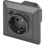 Emos - Stopcontact - Antraciet - Met USB A+C - 3 A Max. Fast Charging