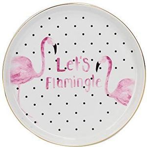 Creative Tops Ava & I Sieradenhouder/Snuisterschotel met 'Lets Flamingle' design, keramiek, wit, 12 cm