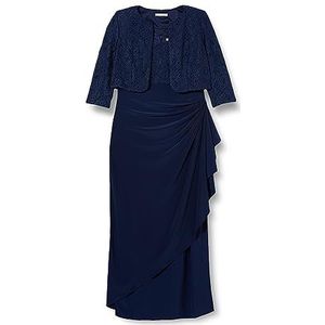 Gina Bacconi Maxi kanten bolero-jurk voor dames, met jas, cocktailjurk, marineblauw, 44