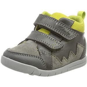 Clarks Rex Park T Sneakers voor jongens, grijs leer, 18.5 EU