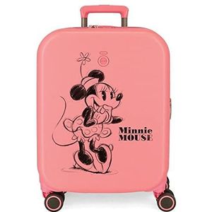 Disney Minnie Happiness koffer, roze, 40 x 55 x 20 cm, harde ABS-kunststof, geïntegreerde TSA-sluiting, 37 l, 2,74 kg, 4 dubbele wielen, handbagage, Roze, Maleta de cabina, cabinekoffer