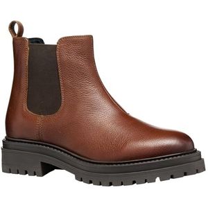 GEOX - Chelsea boots - Donkerbruin - Leer - Blokhak