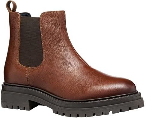 GEOX - Chelsea boots - Donkerbruin - Leer - Blokhak
