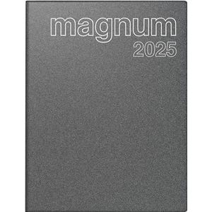rido/idé Boekkalender model magnum (2025), 2 pagina's = 1 week, 183 × 240 mm, 144 pagina's, kunststof omslag reflection, grijs