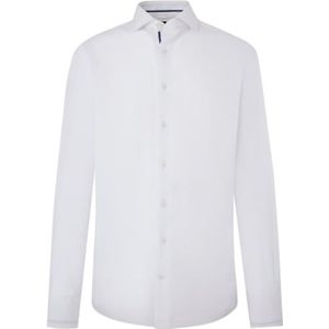 Hackett London Heren Fashioned Clr Ls Shirt, Wit (Wit/Navy), 3XL, Wit (wit/marine), 3XL