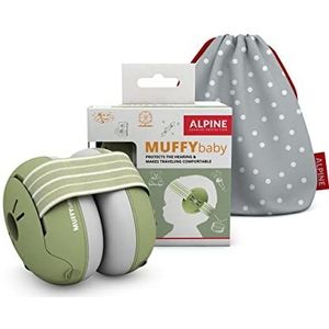 Alpine Muffy gehoorbeschermers voor baby's, gehoorbescherming voor baby's en peuters van 12 tot 36 maanden, geluidsbescherming voorkomt gehoorschade, comfortabele pasvorm, groen