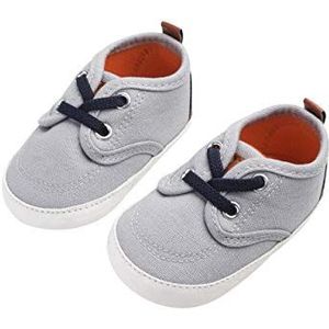 DEBAIJIA Kruipschoenen, zeildoek, sneakers met antislipzool van siliconen, geschikt voor baby's van 6 tot 18 maanden, met klittenbandsluiting, slip-on sluiting, Hl02 lichtgrijs, 20 EU