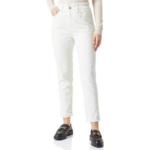 Koton Vrouwen Elastische Taille Hoge Taille Denim Broek-Mom Jeans Shorts, Off White (001), 32W, Off White(001), 32W