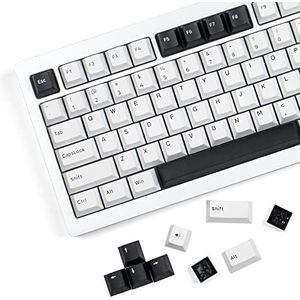 Boog Keycaps 168 toetsen, Double Shot PBT Custom Keycap Set, Minimalistische Stijl Zwart op Wit Keycaps, Cherry Profiel Toetsenbord Keycaps voor Cherry Gateron MX-schakelaars Mechanisch Toetsenbord