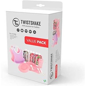 TWISTSHAKE Kinderserviesset Click-mat Mini met 2 slabbetjes, drinkfles, 6 knijpschotten, BPA-vrij, roze/lila