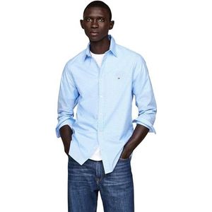 Tommy Hilfiger Heren POPLIN Print SF Shirt MW0MW36870, L/S Shirt, blauw, M, Blauw (Vessel Blauw/Optisch Wit), M