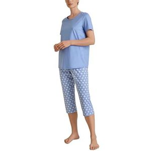 CALIDA Shell Nights Pyjama 3/4 Hydrangea Blue, 1 stuk, maat 36-38, Hydrangea Blue., 36/38