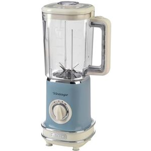 Ariete 568/13 Vintage blender, gemakkelijk op te bergen, 500 W, kan 1,5 l, kunststof container, 6 messen van roestvrij staal, 2 snelheden, puls, dubbele veiligheid, blauw
