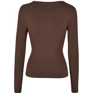 Urban Classics, Damen, T-Shirt, Ladies Crossed Cut Out Longsleeve, Brown, 5XL