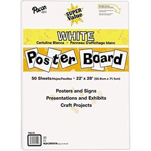 Creativity Inspired Poster Board, 50 vellen, wit, 559mm x 711mm, ideaal voor klaslokalen, scholen, kantoren, display boards en prikborden