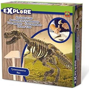 SES - Explore - T-rex Skelet Opgraven - Opgravingsset Dino - met Houten Beitel en Hamer