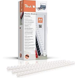 Peach PB412-01 plastic bindruggen DIN A4, 12 mm, 95 vellen, 100 stuks, wit
