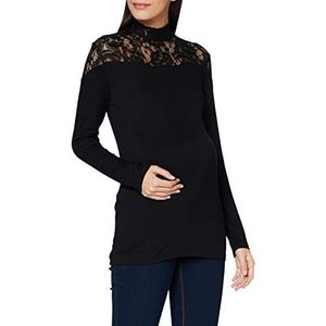 Supermom Dames Tee Ls Lace T-shirt, Black - P090, XL