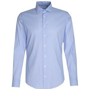 Seidensticker Herenoverhemd - strijkvrij hemd met smalle snit - slim - lange mouwen - kent-kraag - synthetische mix, lichtblauw, 45