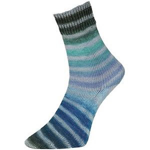 Woolly Hugs Paint Socks van Veronika Hug, 4-draads, 100g/420 m, 75% scheerwol/25% polyamide, 2 identieke sokken gebreid, (201 blauw turquoise)