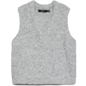 Vero Moda - Rib Sl V-hals Vest - Grijs - Losse Pasvorm - Zonder Mouwen