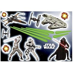 Komar - Star Wars - Deco-Sticker - 50 x 70 cm - Muurtattoo, Muursticker, Millenium Falcon, T-65 X-vleugels, Rey, Kylo Ren - 14029h