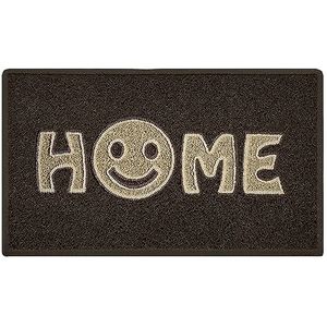 Nicoman Home Smiley Face vinyl lussen, voetmat, vinyllussen, bruin met beige inzetstukken, 75 x 44 cm