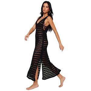 Trendyol Bodycon getailleerde gebreide jurk voor dames, Zwart, 32