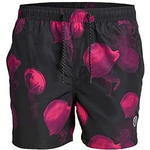 JACK & JONES JPSTFIJI JJSWIM CORE zwemshort voor heren, zwart/detail: roze yarrow, XL, zwart/detail: roze garen, XL