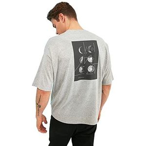 Trendyol Men's grijs mannen korte mouwen rug bedrukt Dissize T-shirt T-shirt, grijs, klein