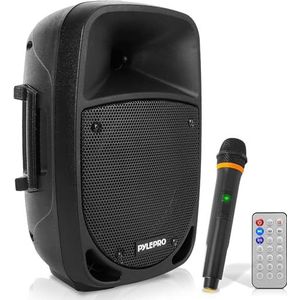800W Portable Bluetooth PA Speaker - 8’’ Subwoofer, LED Battery Indicator Lights w/Built-in Rechargeable Battery, MP3/USB/SD Card Reader, and UHF Wireless Microphone - Pyle PSBT85A