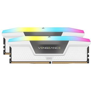 CORSAIR VENGEANCE RGB DDR5 RAM 64GB (2x32GB) 6000MHz CL30-36-36-76 1.4V AMD EXPO & Intel XMP Desktopgeheugen – Wit (CMH64GX5M2B6000Z30W)
