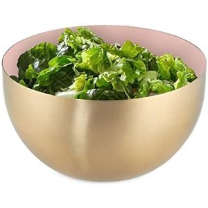 Relaxdays saladeschaal - 1 liter - saladekom - mengkom - rond - rvs - bakken - serveren - roze
