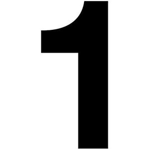 Cijfersticker nr. 1 in zwart, hoogte 10 cm, zelfklevend huisnummer, cijfer om op te plakken, voor buiten, brievenbus, deur, weerbestendig, kfz_673_1