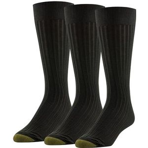 GOLDTOE Men's Classic Canterbury Crew Dress Socks, 3-Pairs, Brown, Large