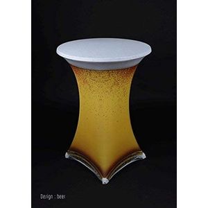 Gastro Uzal Statafelhoes stretch bier motief, plaid in wit 65-72 cm rond, voor evenement, gastronomie, catering en bruiloft