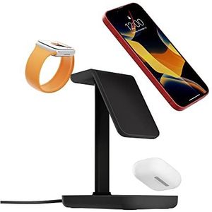 Twelve South HiRise 3 | 3-in-1 magnetisch laadstation voor MagSafe iPhones, AirPods en Apple Watch + 5 ft USB-C kabel (zwart)