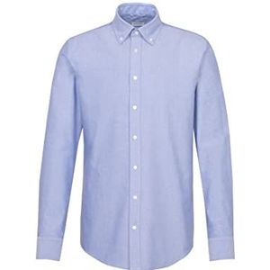 Seidensticker Slim Langarm Mit Button-Down Kragen Soft Uni Smart Business Shirt voor heren, Blauw (Blauw 13), 50
