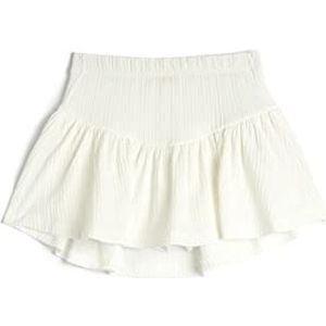 Koton Girls's Skort Elastische tailleband Textured Shorts, wit (000), 5-6 Jaar