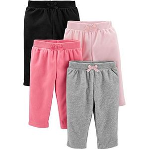 Simple Joys by Carter's Baby-Meisjes 4-Pack Fleece BroekCasual Broek, Roze/Zwart/Heather Grijs, 0-3 Months