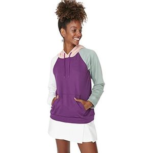 Trendyol Dames capuchon Colorblock Regular Sweatshirt, Paars, XS